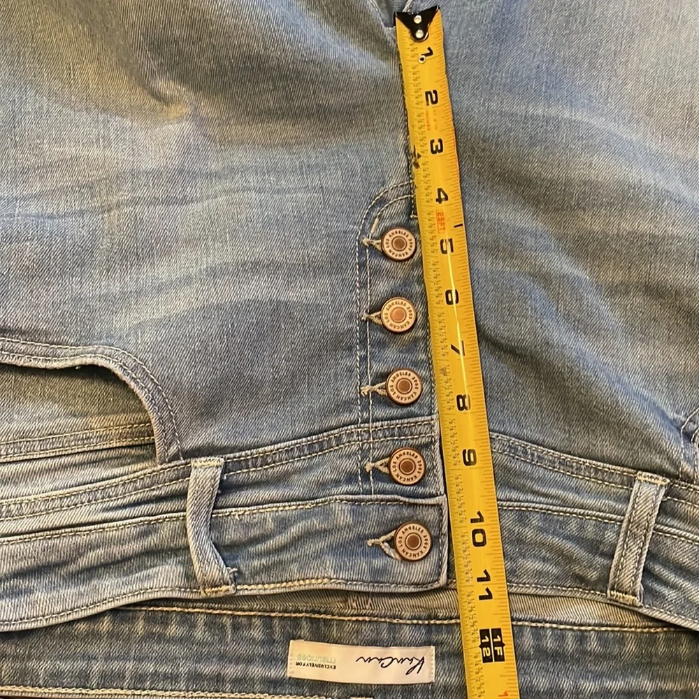 Kancan flare. Light blue denim. Size 32  distressed bottoms. - Picture 5 of 9